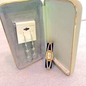 Brand new bundle bell & rose watch and earrings